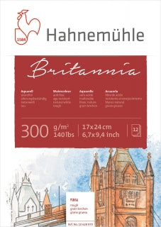 Aquarellblock Britannia rau 300g-m², 17x24cm, 12Blatt