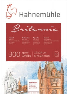 Aquarellblock Britannia satiniert 300g-m², 30x40cm, 12Blatt