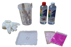 Resin-Set: Quadratischer Geoden Untersetzer