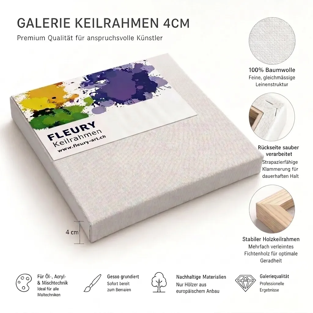 Bespannter Keilrahmen 15 x 15 cm Galerie Qualität