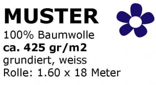 MUSTER Leinwand Gewebe aus 100% Baumwolle (425g/m2) grundiert
