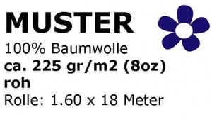 MUSTER Leinwand Gewebe aus 100% Baumwolle 8oz (ca. 225g-m2) roh