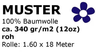 MUSTER Leinwand Gewebe aus 100% Baumwolle 12oz (ca. 340g-m2) roh